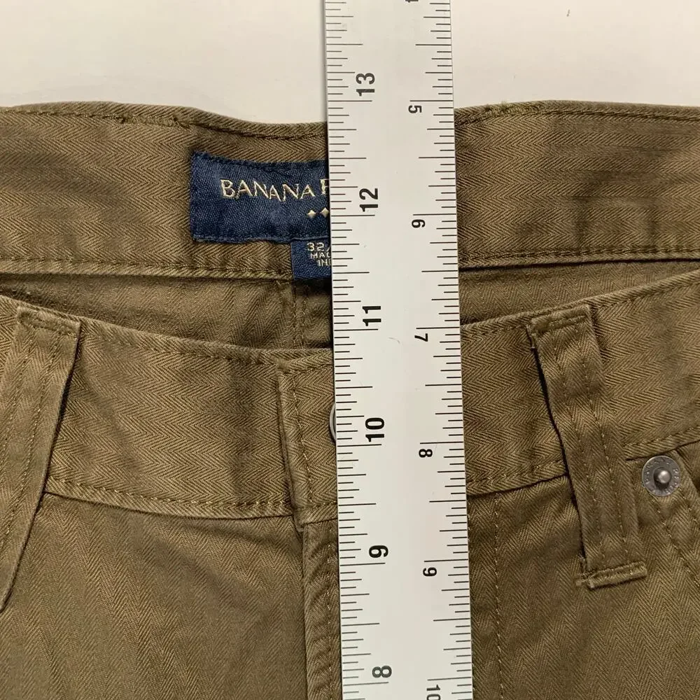Banana Republic 32 NEW Mens Wide Leg Chino Pants Flap Pocket Dark Khaki